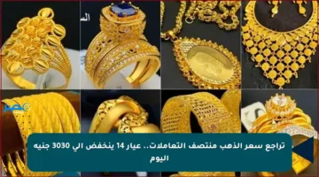 تراجع سعر الذهب منتصف التعاملات.. عيار 14 ينخفض إلى 3030 جنيه اليوم